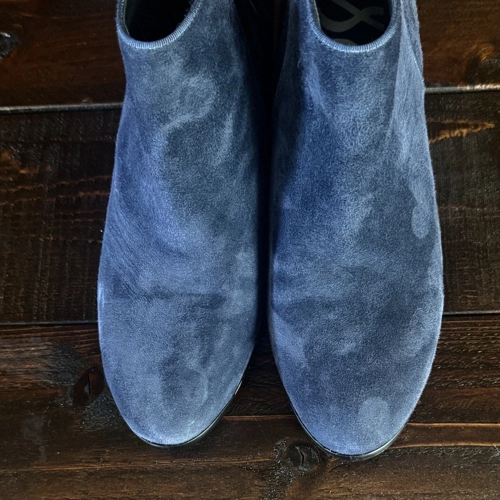 Sam Edelman Paige Rich Navy Suede Ankle Boots Women's 9.5 Med Side Zip Boho